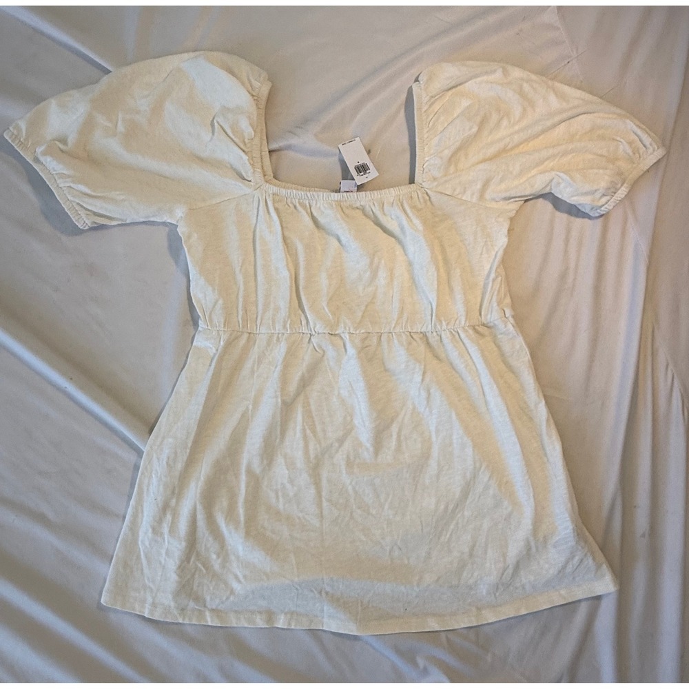 Old Navy Maternity Puff Sleeve Empire Waist Top Off White Small NWT 771745-00-1
